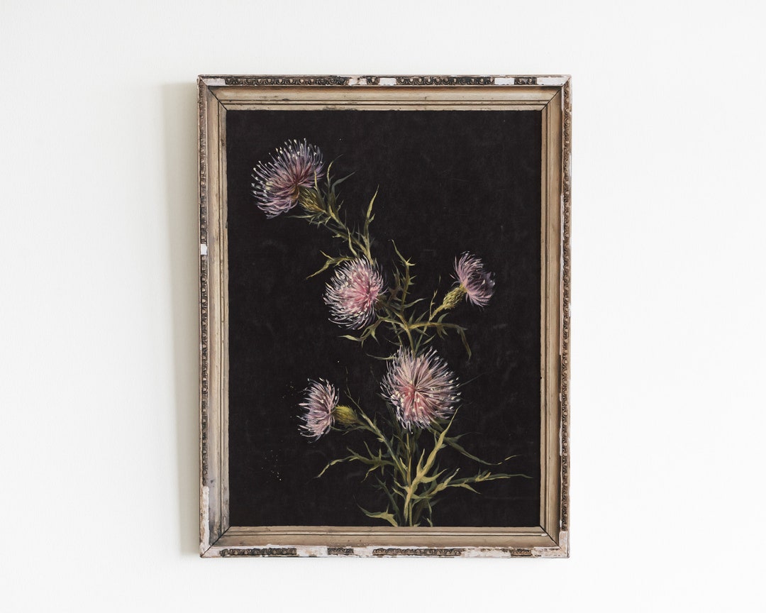 Dark Floral Moody Print Floral Art Print Vintage Flower Painting ...