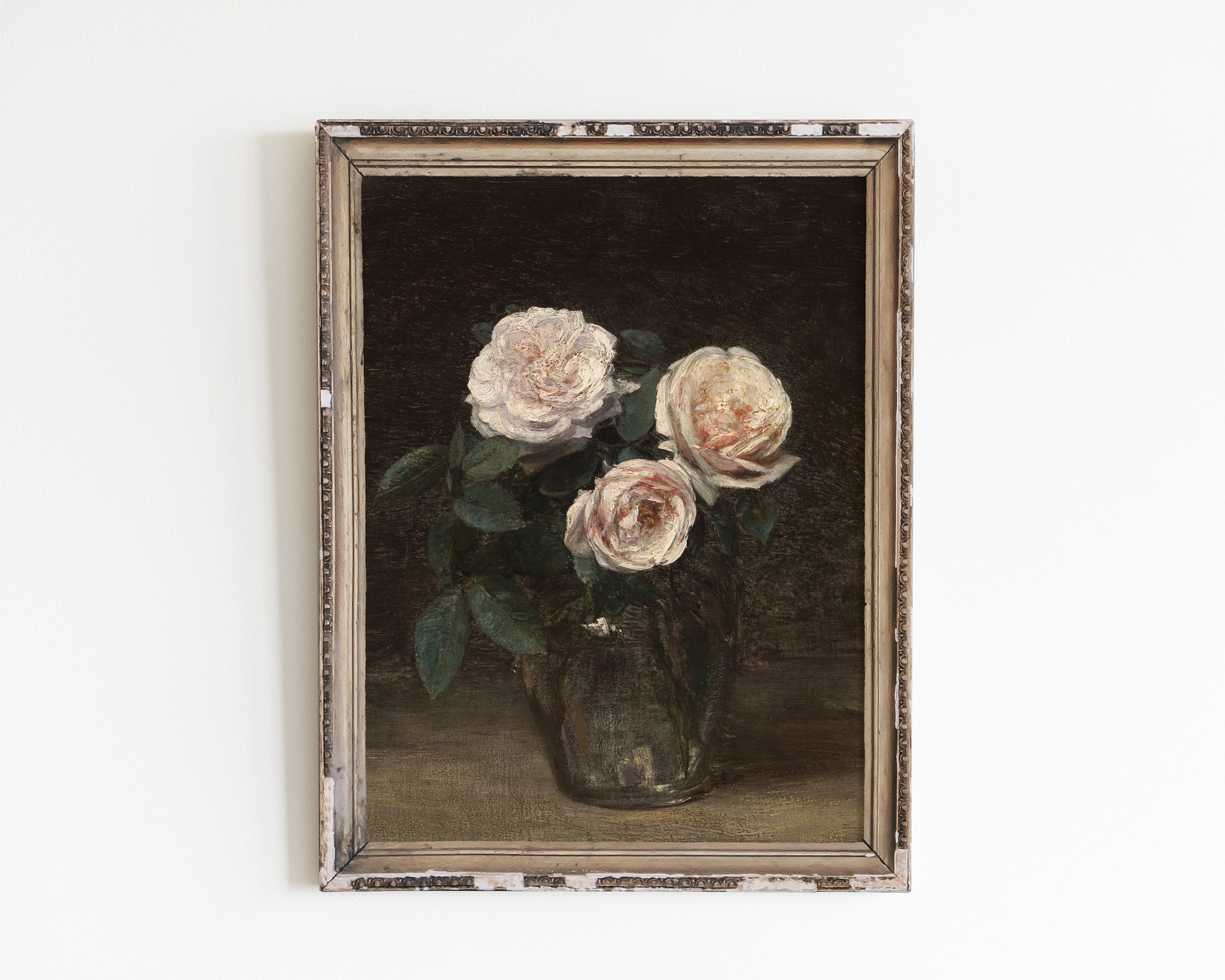 Vintage Rose Painting Flower Wall Art Vintage Art Antique | Etsy