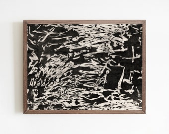 Abstract Black and White Printable Wall Art, Minimalist Ink Painting Digital Download