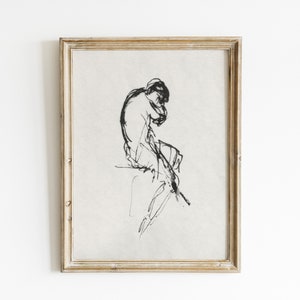 Mujer abstracta, arte de figura, arte de boceto, impresión femenina, arte vintage abstracto, dibujo vintage, impresión de mujer, arte lineal, arte mural minimalista
