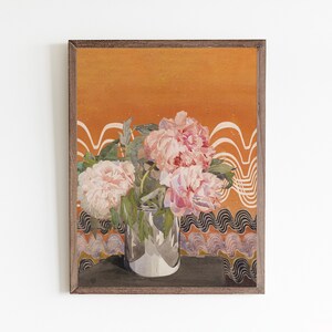 Vintage Peony Watercolor Painting: Boho Floral Still Life (Digital Download)