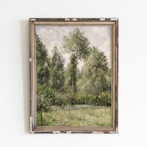 Vintage Meadow Oil Painting: French Country Landscape Art (Digital Download)