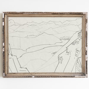 Vintage Mountain Sketch Print: Abstract Line Art (Digital Download)