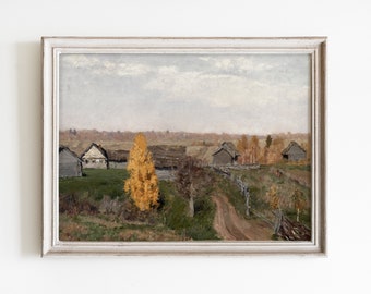 Art mural paysager d’automne, peinture de paysage de campagne, impression d’art de paysage antique, art mural vintage d’automne, impression de paysages, décoration murale vintage