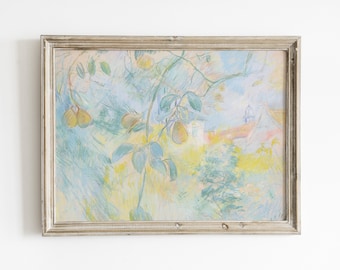 Vintage Fruit Tree Printable Wall Art | Impressionist Orchard Painting | Pastel Garden Landscape | Digital Download