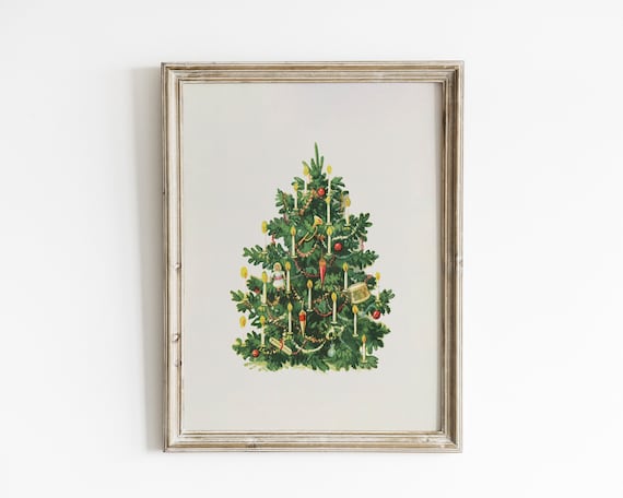 Vintage Christmas Tree Art Print: Retro Holiday Decor (Digital Download)
