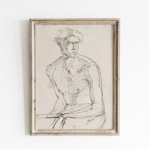Figure art, vintage sketch art, make figure drawing wall art, abstract vintage drawing, rustic sketch print, abstract minimalist line art