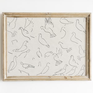 Dove Sketch Print: Vintage Line Art (Digital Download)