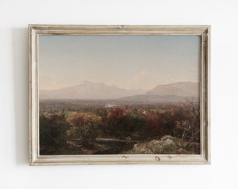 Vintage Autumn Landscape Painting: Moody Fall Art Print (Digital Download)