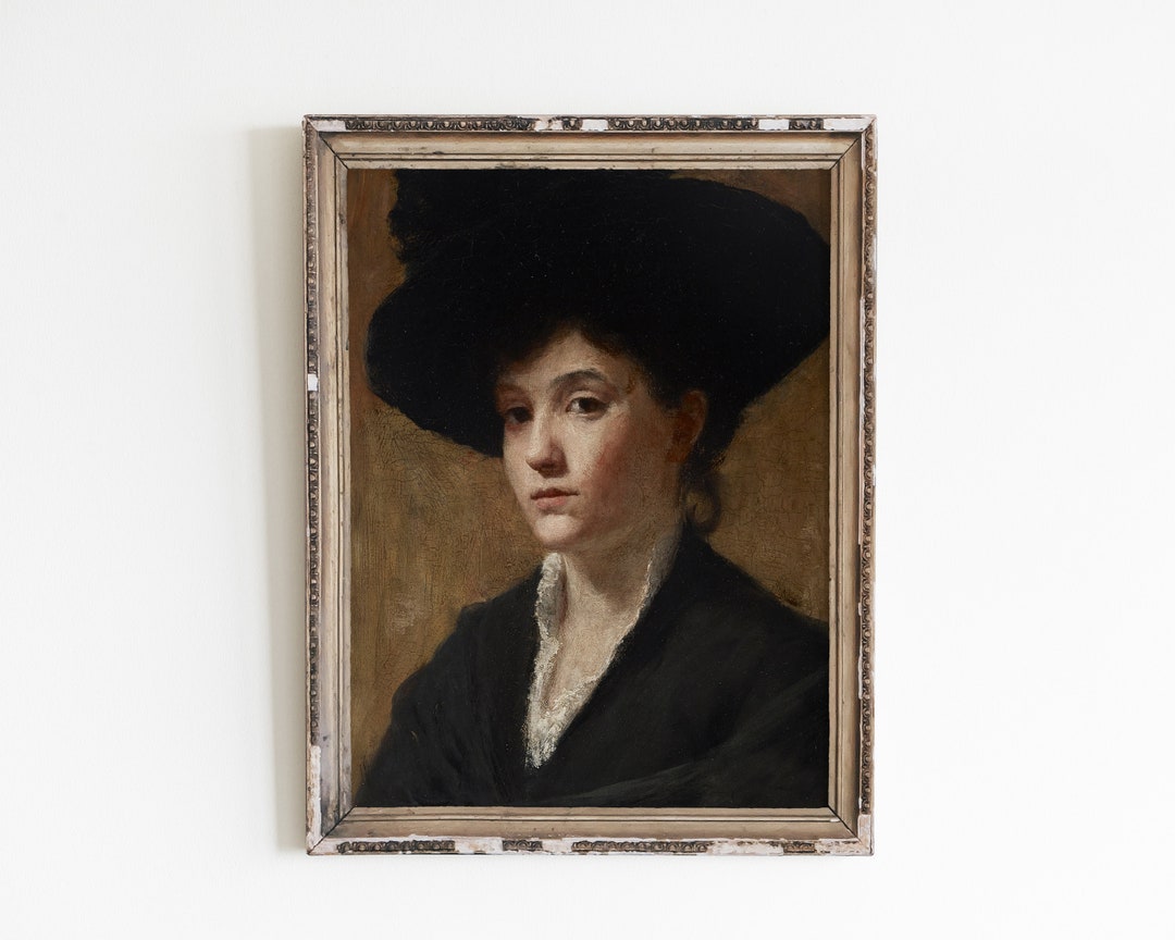 Vintage Woman Portrait Art Print: Antique Oil Painting (digital ...