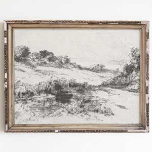 Sketch art, Vintage print, landscape wall art, landscape print, vintage sketch, antique art print, country wall decor, gallery wall print