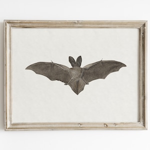 Bat painting, Vintage Halloween art print, bat wall decor, spooky decor, printable art