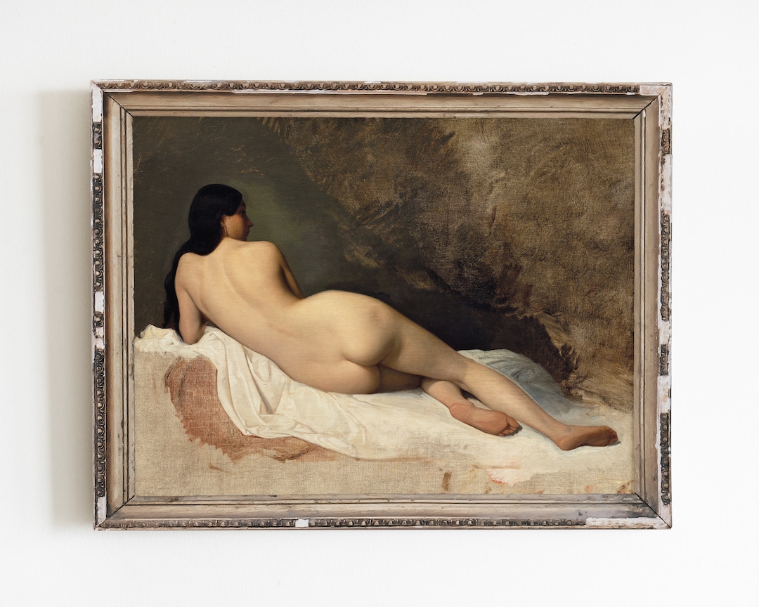 Vintage nude female art print, vintage woman portrait oil painting, antique nude wall art, female artwork, nude woman bathroom painting - Etsy 日本