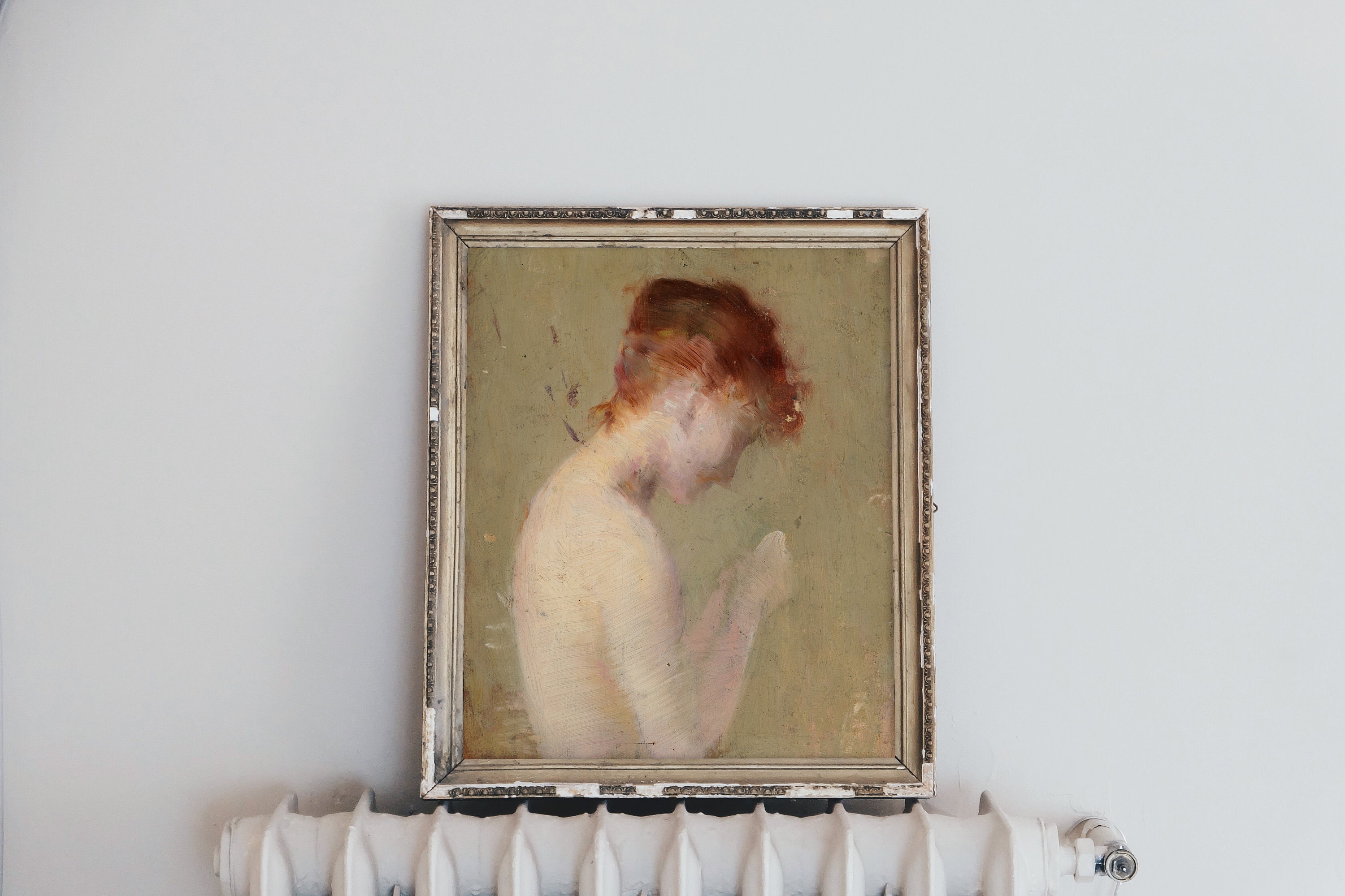 Vintage Nude Woman Oil Painting Print Moody Portrait digital Download Vintage Nude Woman Oil Painting Print Moody Portrait digital Download