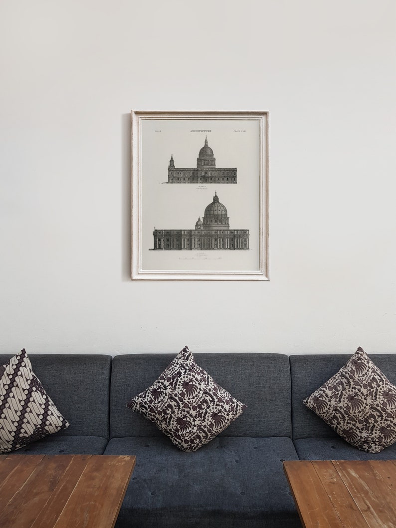 Peut inclure: Un dessin architectural en noir et blanc encadr&eacute; de deux b&acirc;timents avec des d&ocirc;mes. Le dessin est intitul&eacute; "Architecture" et est encadr&eacute; dans un cadre blanc.