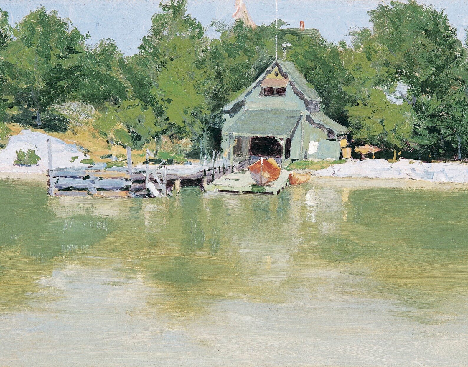 Vintage lake house wall art decor lake print boat house Etsy