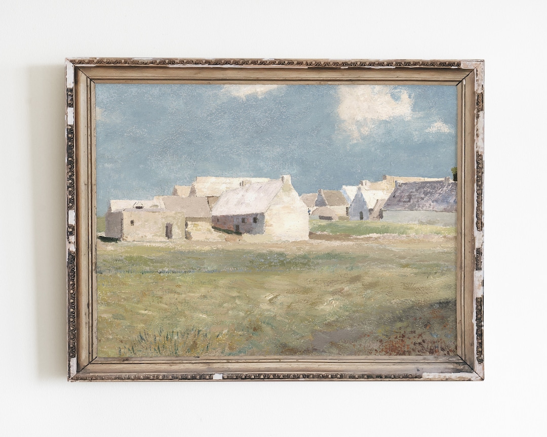 Vintage Farmhouse Wall Art, French Country Decor, Landscape Wall Art
