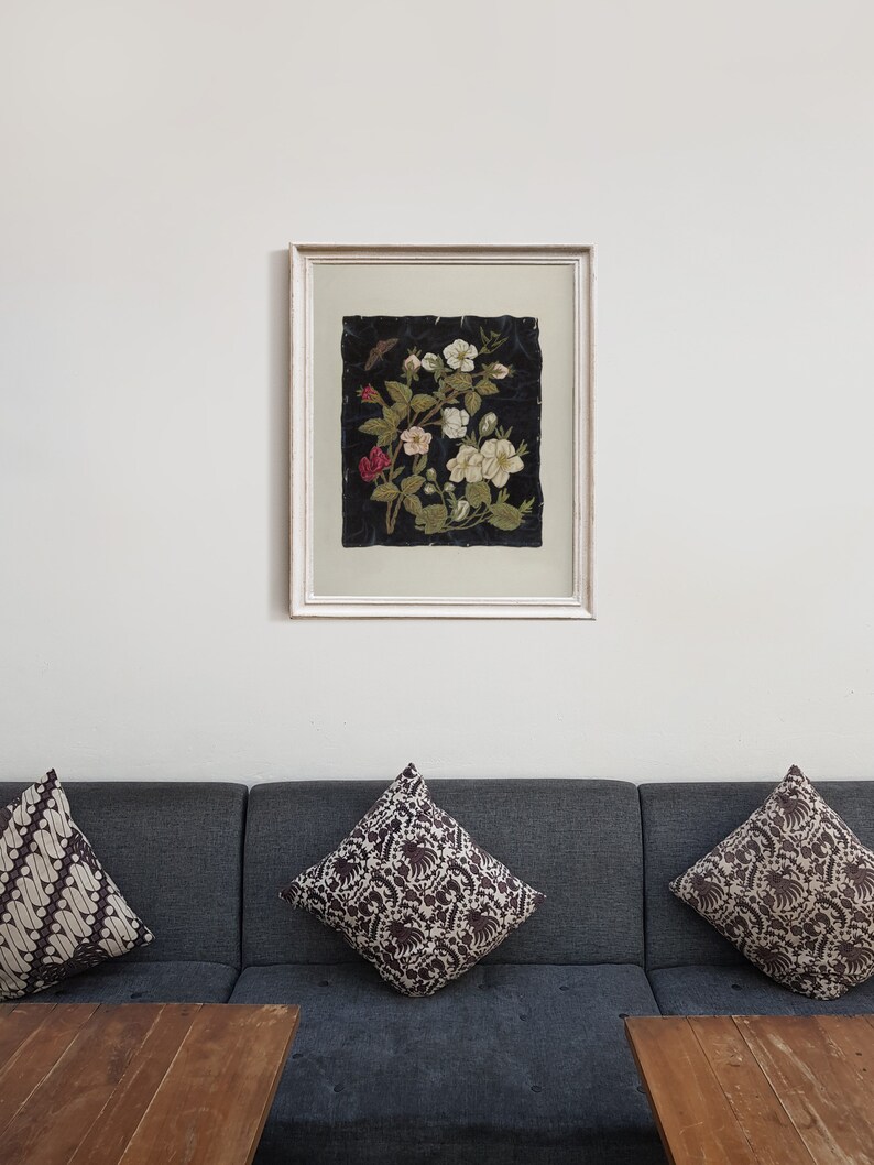 Antique Floral Wall Art Vintage Textile Wall Art Antique Etsy