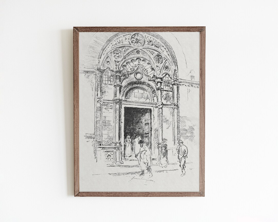 Vintage Architecture Wall Art for Gallery Wall Decor, Arch Sketch Art