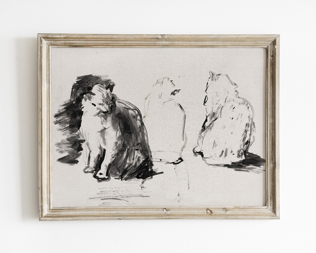 abstract-cat-sketch-print-vintage-cat-ink-drawing-printable-cat-wall