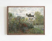 Garden print, French country decor, spring wall art, flower oil painting, landscape wall art, vintage art print, antique art, floral print
