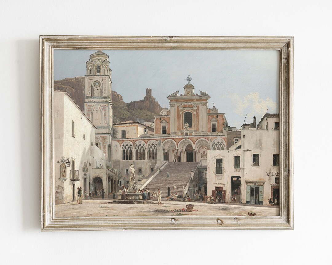 Vintage Italian Wall Art Print, Mediterranean Wall Art Decor, Neutral