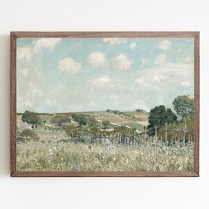 Vintage print, Landscape wall art, Vintage painting, meadow painting, landscape print, country wall decor, French print, scenery painting