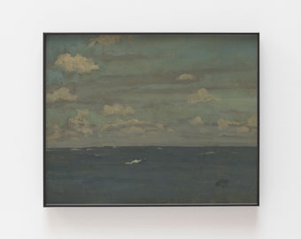 Lámina artística vintage de paisaje marino: Pintura de mar abierto de 1893 (descarga digital)