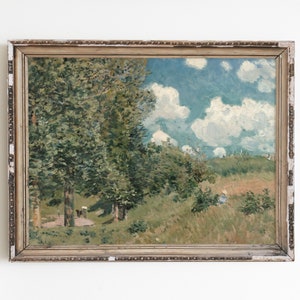 Vintage Landscape Painting: Summer Afternoon Scene (Digital Download)