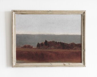 Vintage Moody Landscape Printable Art Dark Academia Countryside Wall Art Digital Download