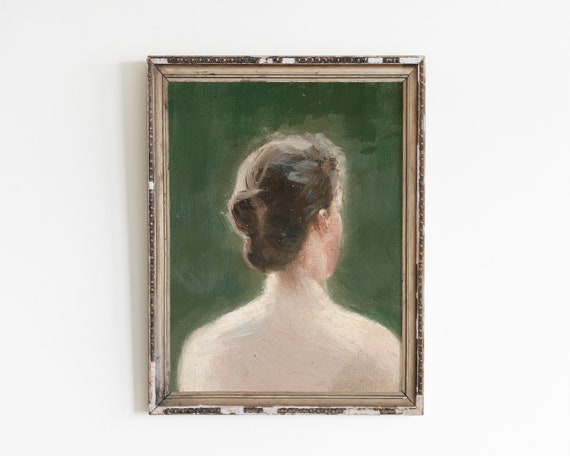 ヴィンテージ女性肖像油絵（1895年頃）（デジタルダウンロード