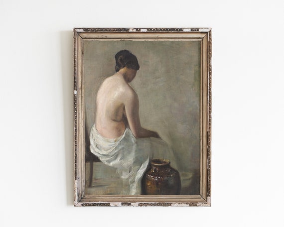Antique Oil Painting Vintage Woman Portrait Print Nude Woman - Etsy  Singapore