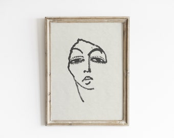 Minimalist Woman Line Art Print: Figure Sketch (Digital Download)