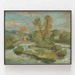 Vintage River Landscape Painting: Jozef Hanula, c. 1900 (Digital Download)