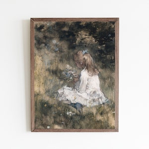 Vintage Girl Portrait Painting: Wildflower Antique Art Print (Digital Download) image 7