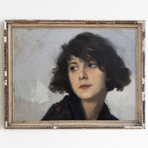 Antique Woman Portrait Print: Vintage Oil Painting Gallery Wall Art (Digital Download)