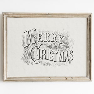 Vintage Merry Christmas Art Print: Antique Holiday Wall Decor (Digital Download)