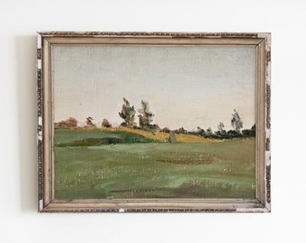 Vintage landscape painting, French country wall art, abstract landscape print