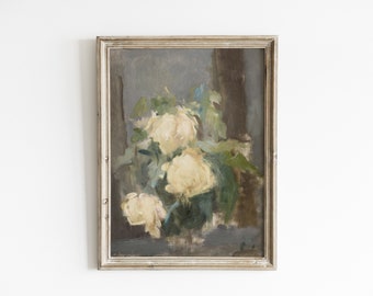 Vintage Yellow Rose Painting: Antique Floral Art Print (Digital Download)