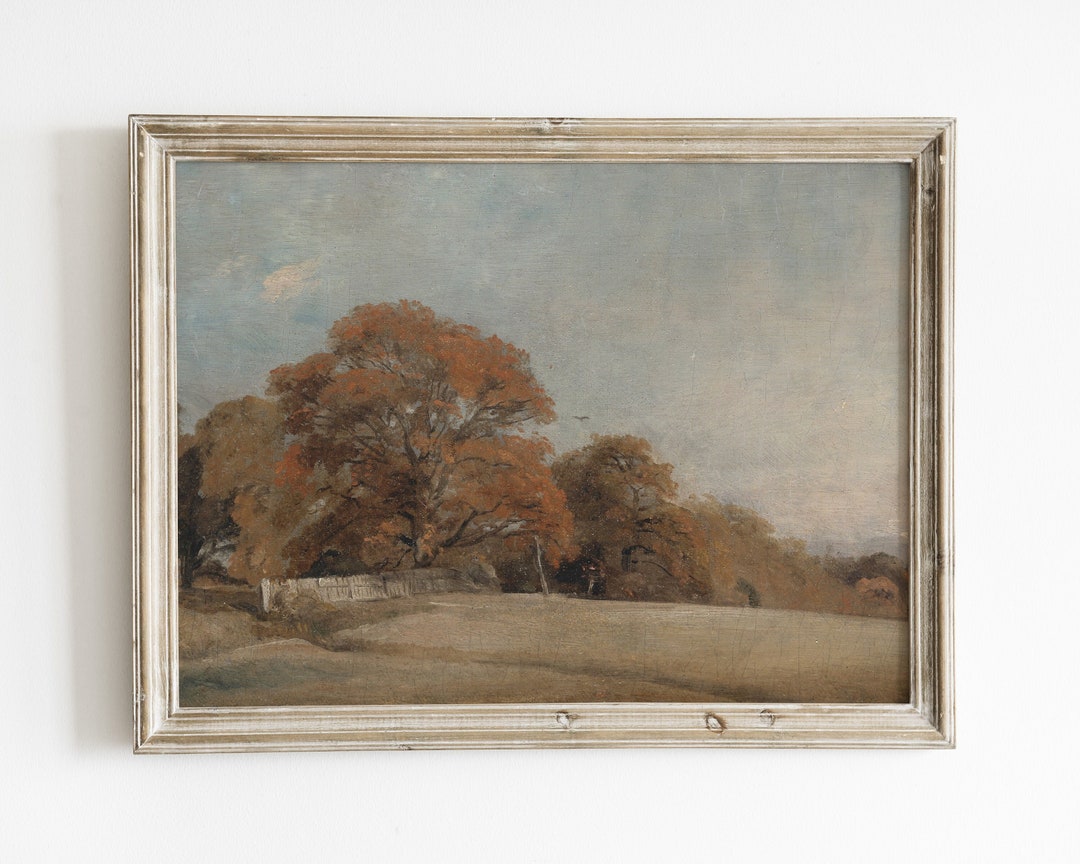 Vintage Autumn Landscape Print: Rustic Farmhouse Wall Decor (digital ...