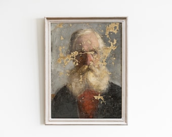 Vintage Man Portrait Print: Moody Antique Oil Painting (Digital Download)