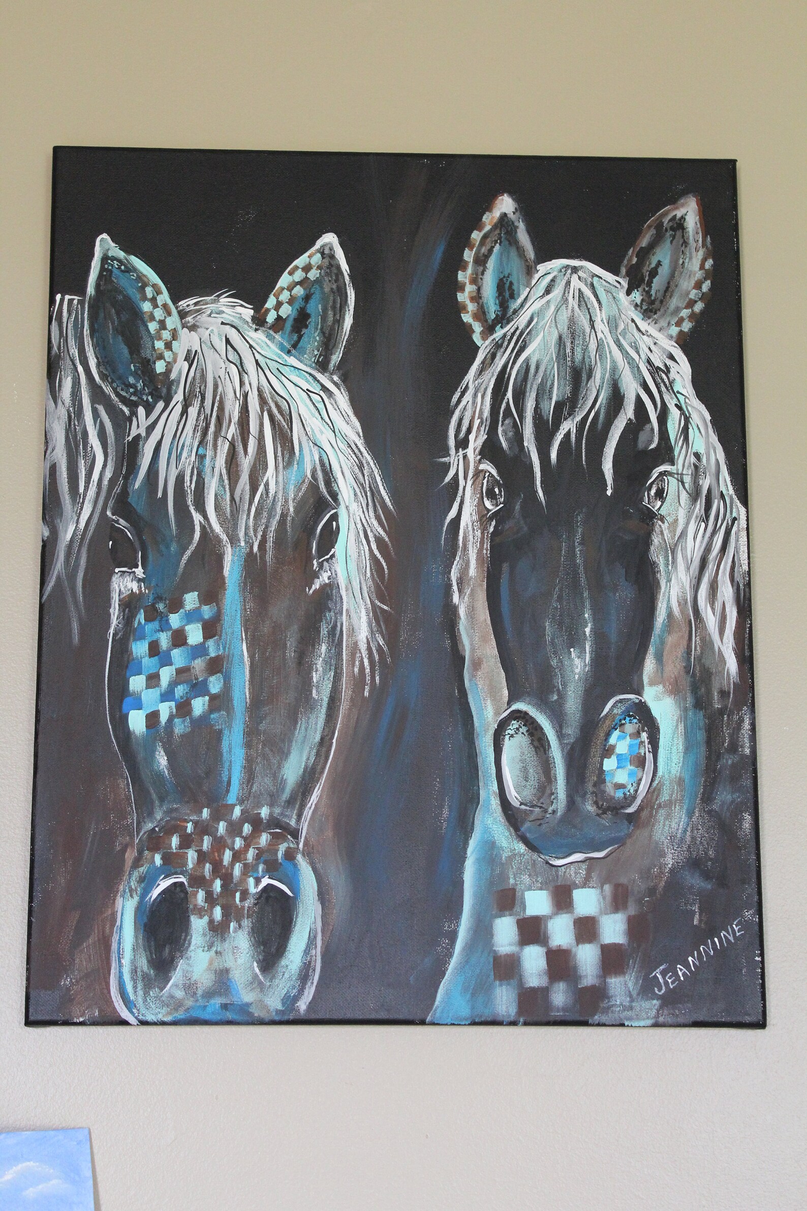 16 x 20 Canvas Original Horse Painting Folk Art Etsy