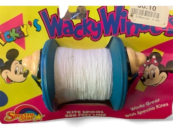 Vintage Mickeys Wacky Winders Kite Spool Blue with String 300 Feet 1996 NOS