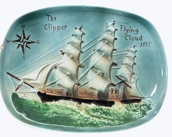 Erich Stauffer The Clipper Flying Cloud Painted Decorative Plate Nautical Decor