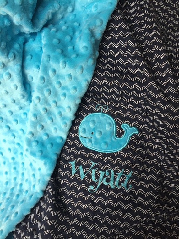 Whale Baby Blanket Personalized Whale Baby Blanket Chevron Etsy