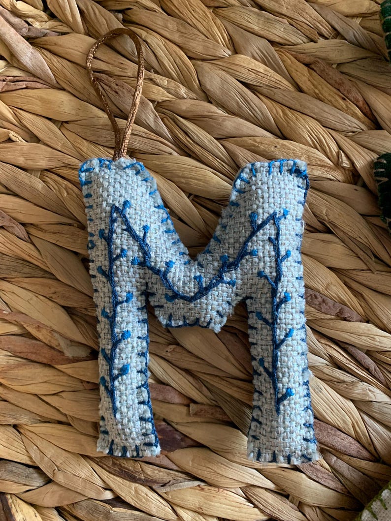 Embroidered Christmas Ornaments | Letter Ornaments | Initial Christmas ...