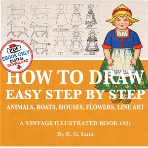 Libro vintage su come disegnare: illustrazioni semplici passo dopo passo (download digitale)