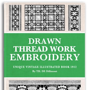 DRAWN THREAD WORK Embroidery Patterns Designs Stitches Hardanger Punto Tagliato illustrated Tutorial Printable Pdf Instant Digital Download