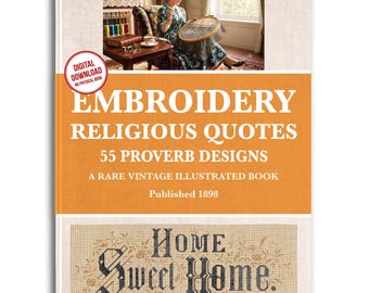 Embroidery Designs: 55 Religious Proverb Patterns (Printable PDF)