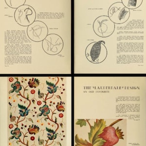 Puede incluir: Una gu&iacute;a de bordado vintage con ilustraciones de diferentes puntadas para tallos finos, contornos, hojas y flores. La gu&iacute;a incluye una descripci&oacute;n detallada de cada puntada y un dise&ntilde;o de muestra llamado "The Lauderdale Design, An Old Favourite".
